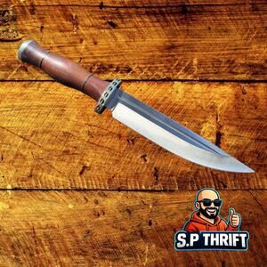 Vintage SHARPS Fixed Blade Dagger Knife Stainless Steel Wood Handle Collectible